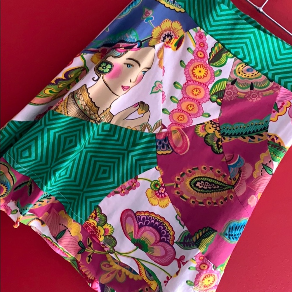 DESIGUAL Patchwork Boho Cotton Skirt Sz S